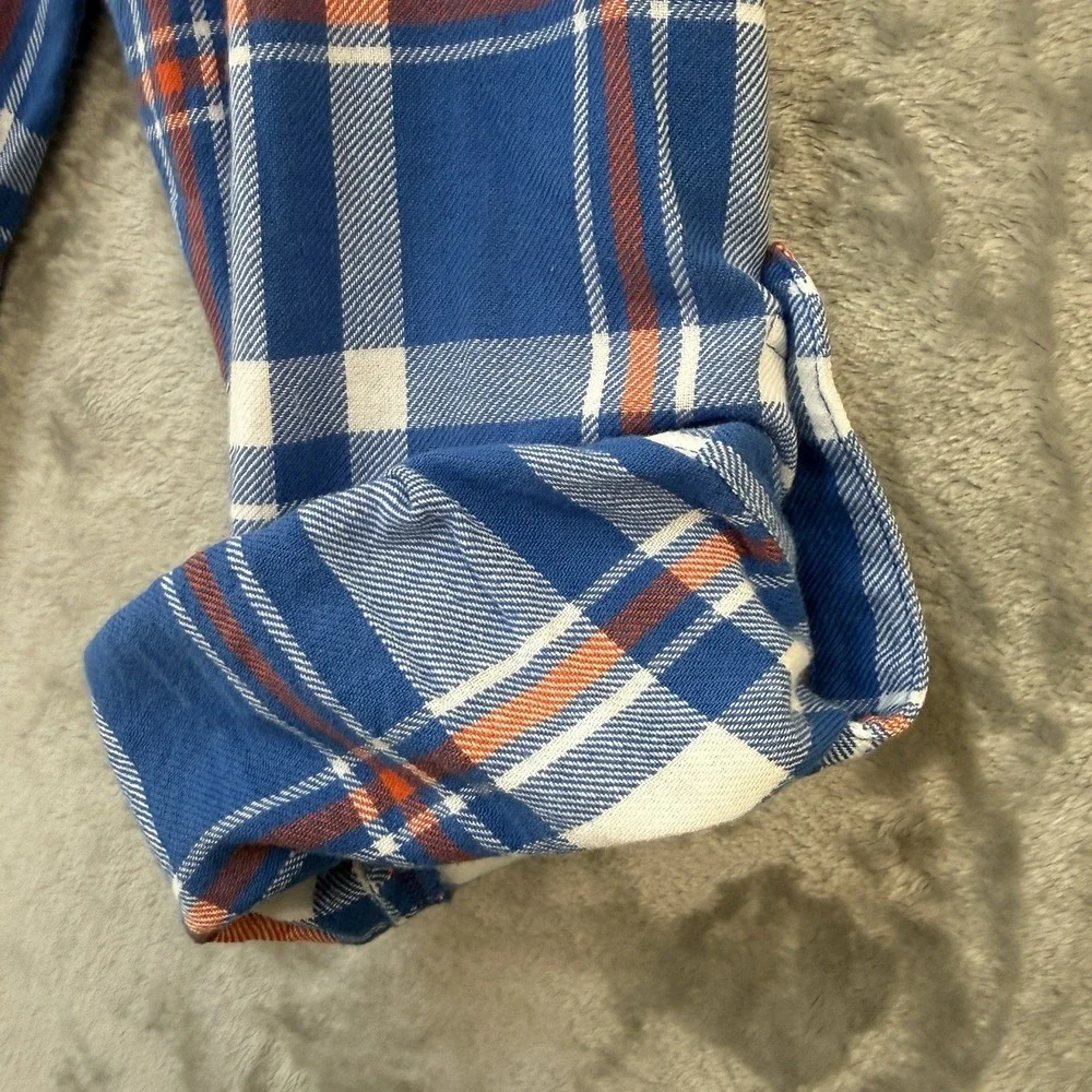 Florida Gators Monogram Flannel Shirt Orange‎ Blue Plaid Size Medium Long Sleeve
